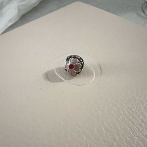 Pandora pink flower enamel charm